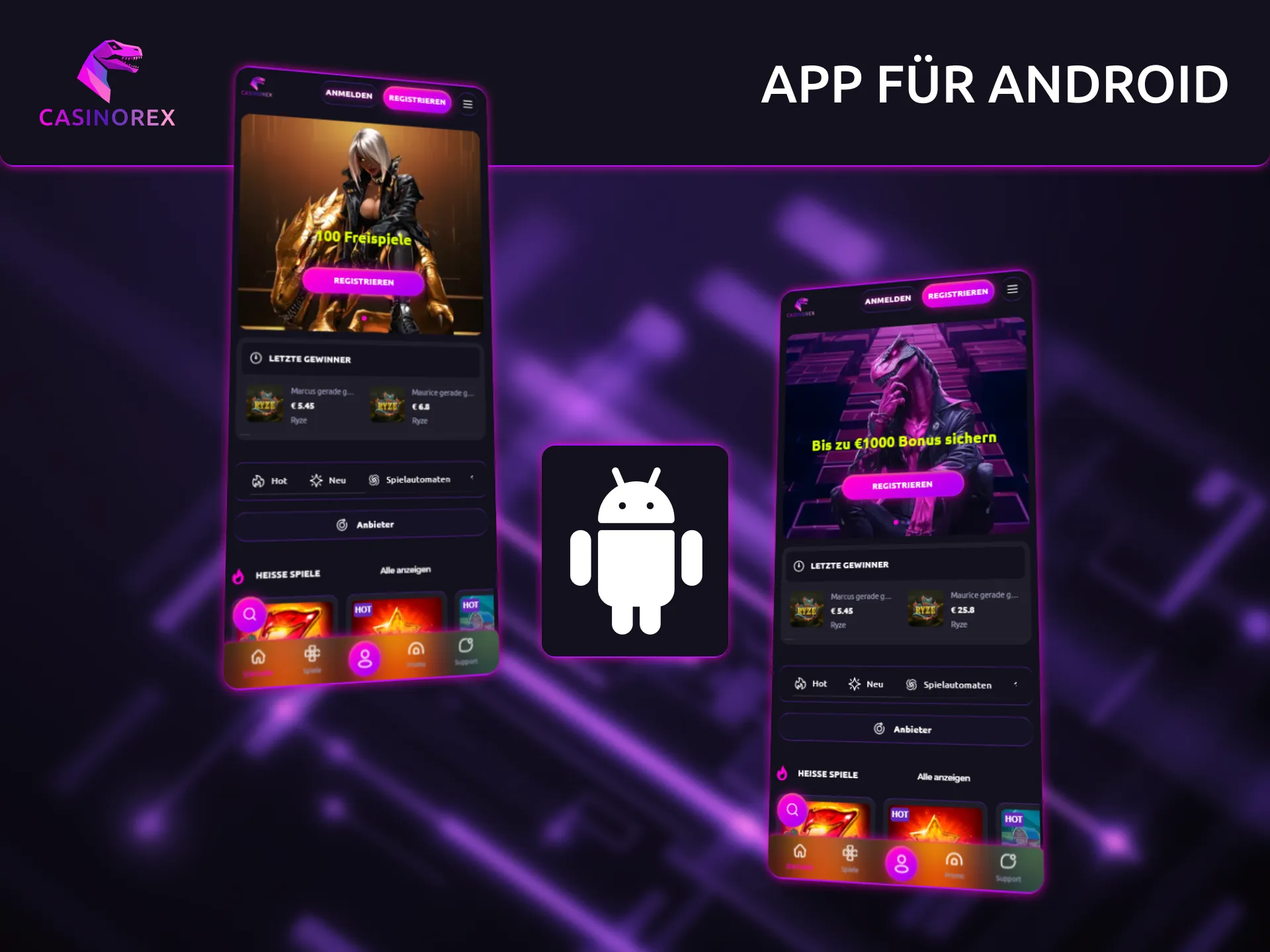 Installieren Sie die PWA-App von CasinoRex für Android und greifen Sie direkt von Ihrem Gerät auf die Plattform zu.