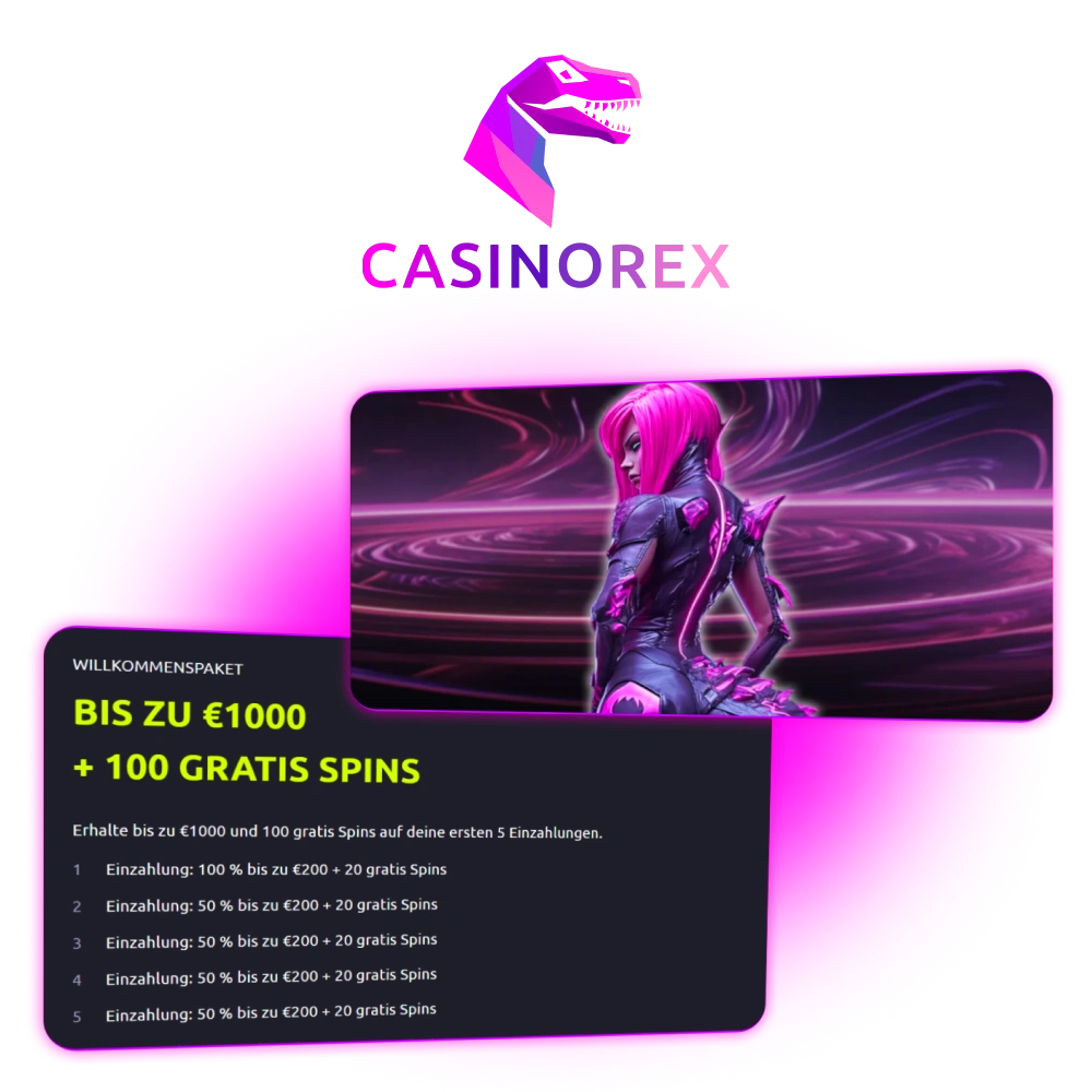 Starten Sie Ihr Abenteuer bei CasinoRex und profitieren Sie von großzügigen Willkommensvorteilen.