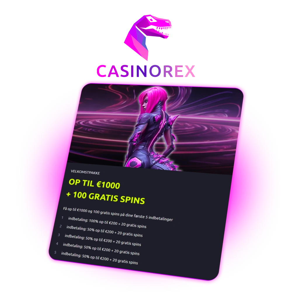 Få ekstra penge og free spins hos CasinoRex og start med stærke bonusser i dag.