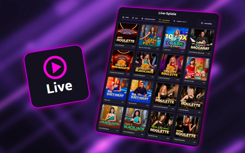 Erleben Sie bei CasinoRex echte Casino Atmosphäre mit Live Dealer Spielen und direktem Chat.